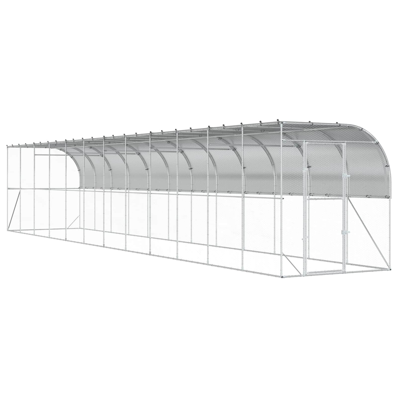 Gabbia per Polli Contro il Muro Argento 600 x 150 x 215 cm