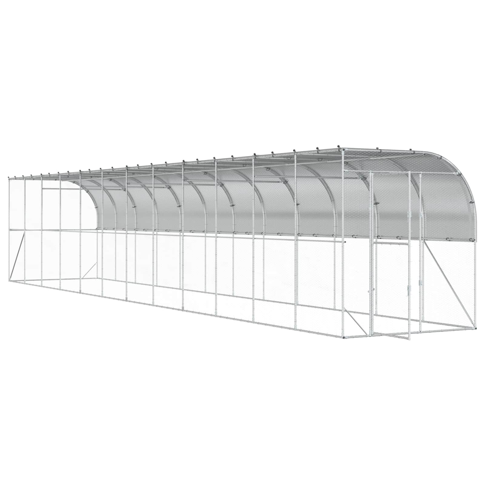Gabbia per Polli Contro il Muro Argento 600 x 150 x 215 cm