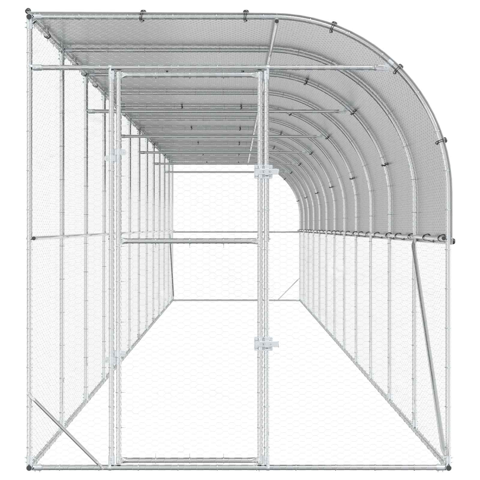 Gabbia per Polli Contro il Muro Argento 600 x 150 x 215 cm