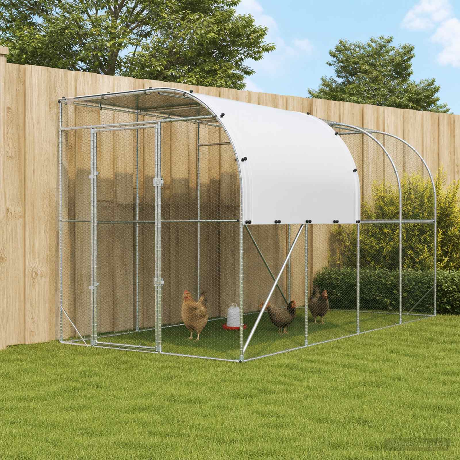 Gabbia per Polli Contro il Muro Argento 400 x 200 x 215 cm