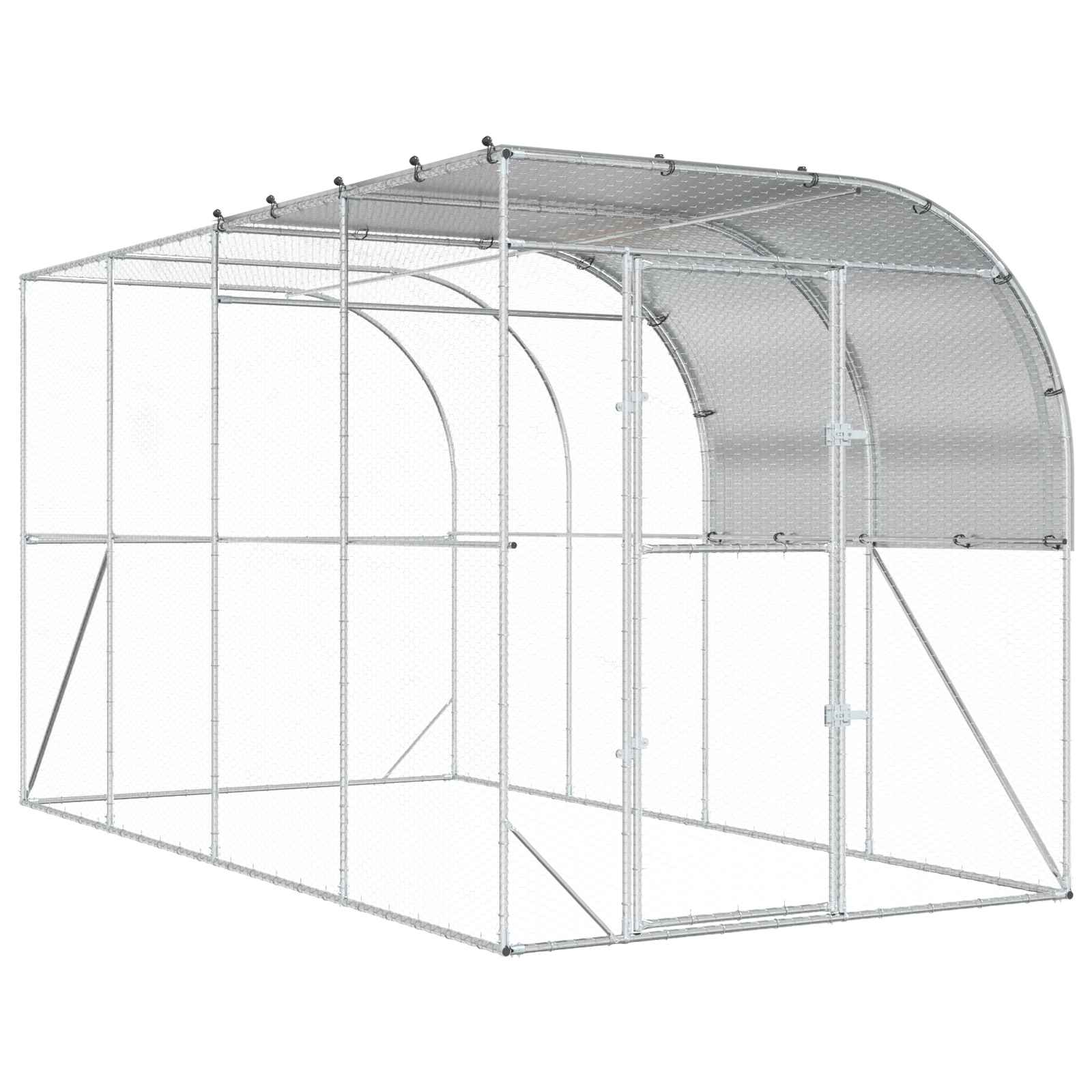 Gabbia per Polli Contro il Muro Argento 400 x 200 x 215 cm