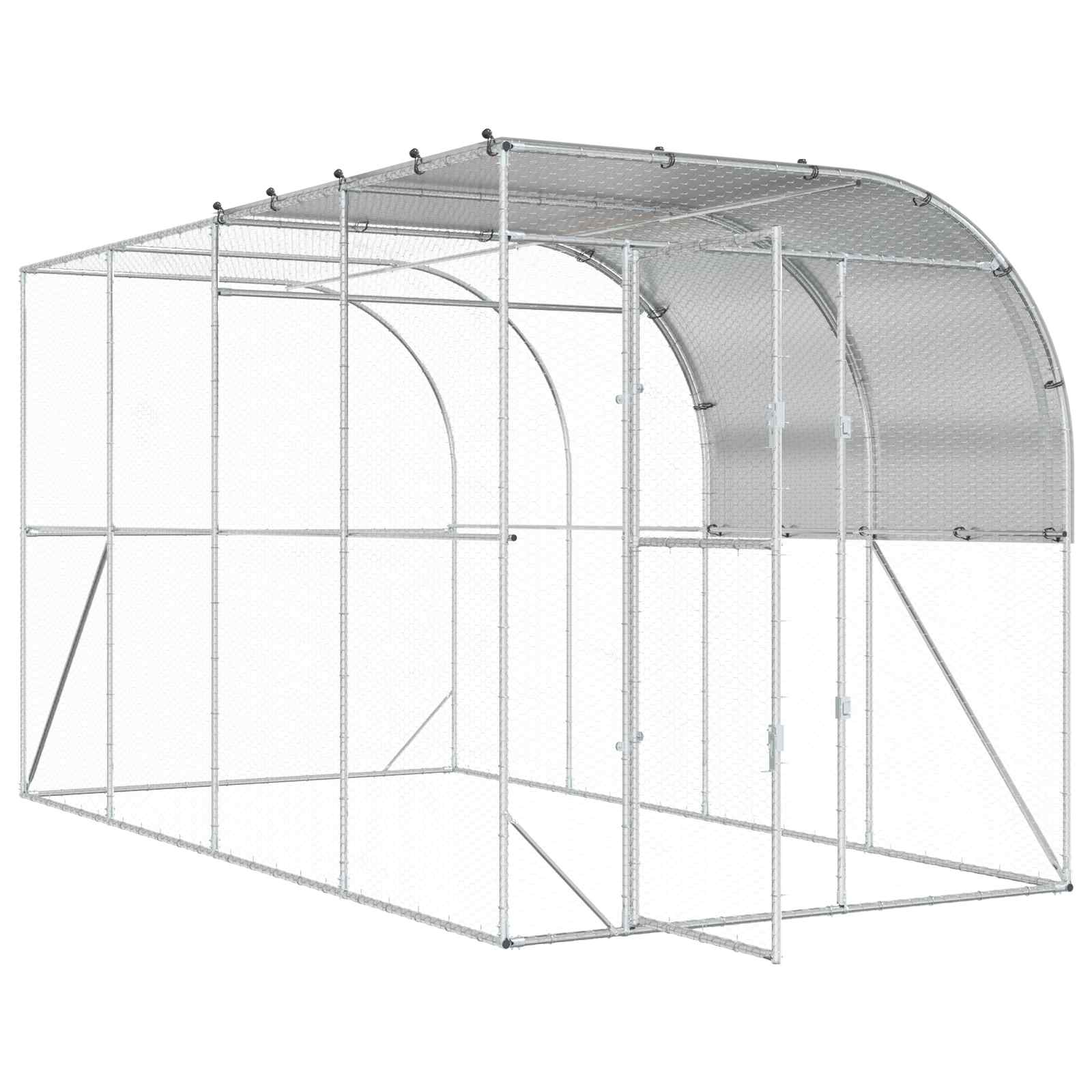 Gabbia per Polli Contro il Muro Argento 400 x 200 x 215 cm