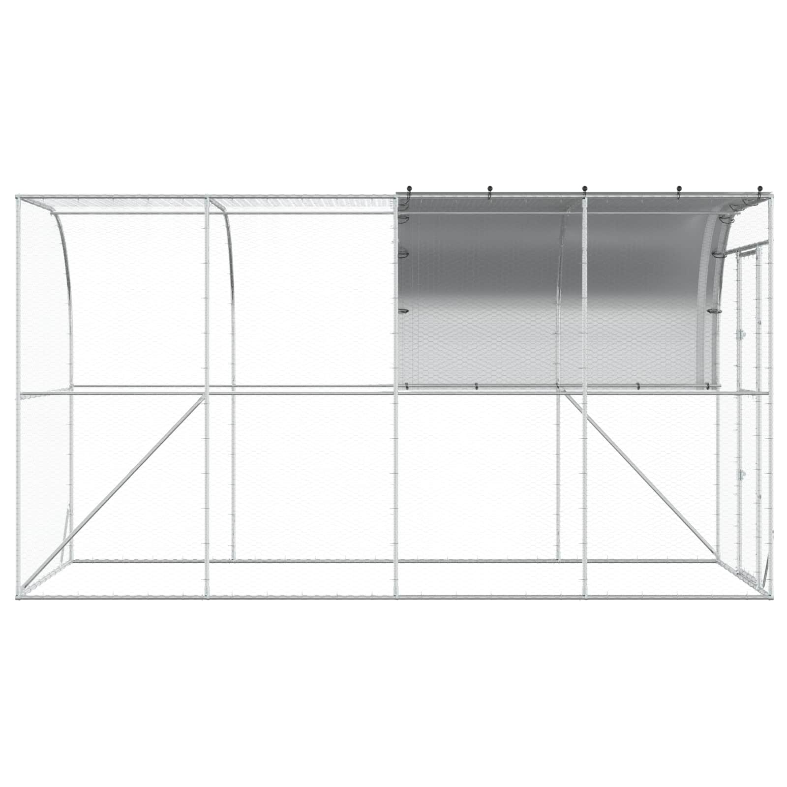 Gabbia per Polli Contro il Muro Argento 400 x 200 x 215 cm
