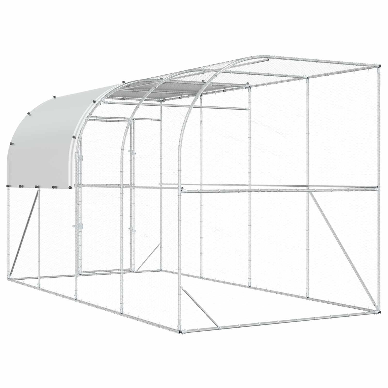 Gabbia per Polli Contro il Muro Argento 400 x 200 x 215 cm