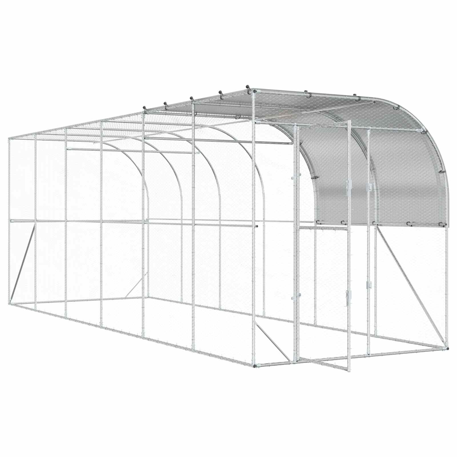 Gabbia per Polli Contro il Muro Argento 600 x 200 x 215 cm