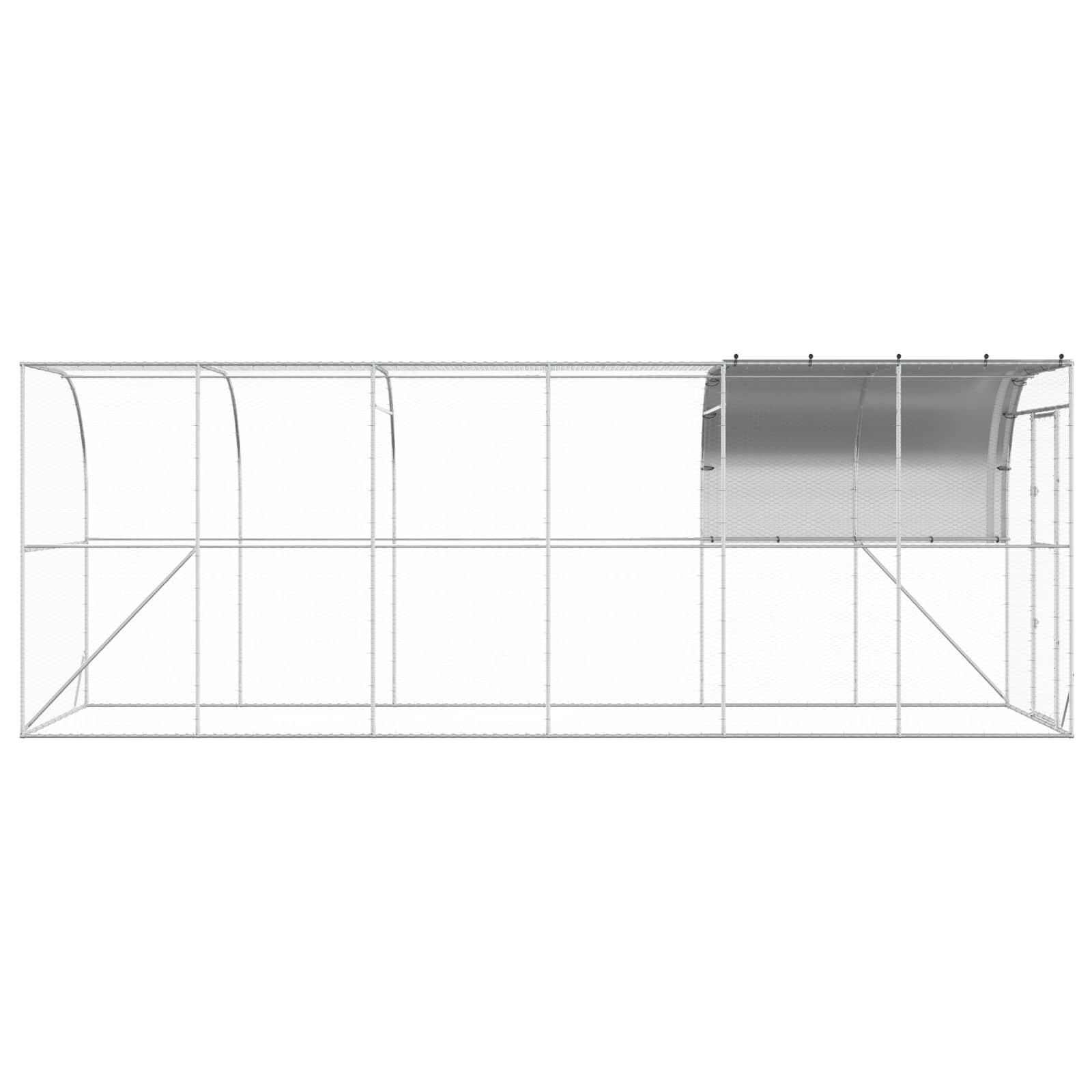 Gabbia per Polli Contro il Muro Argento 600 x 200 x 215 cm