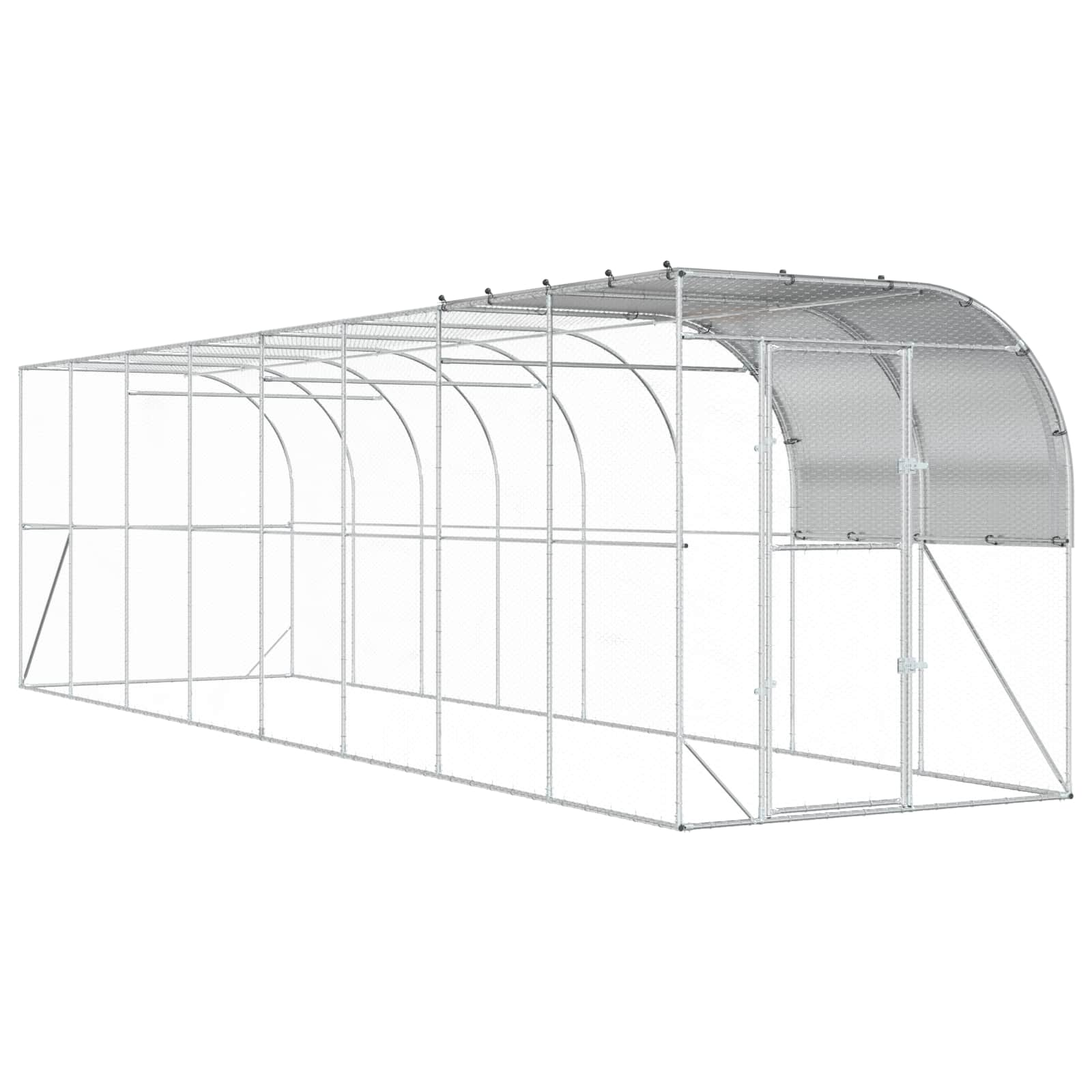 Gabbia per Polli Contro il Muro Argento 800 x 200 x 215 cm
