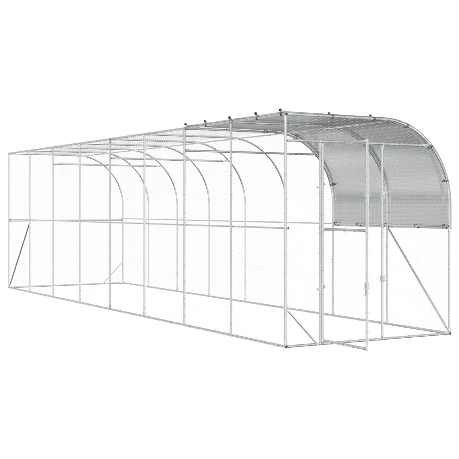 Gabbia per Polli Contro il Muro Argento 800 x 200 x 215 cm