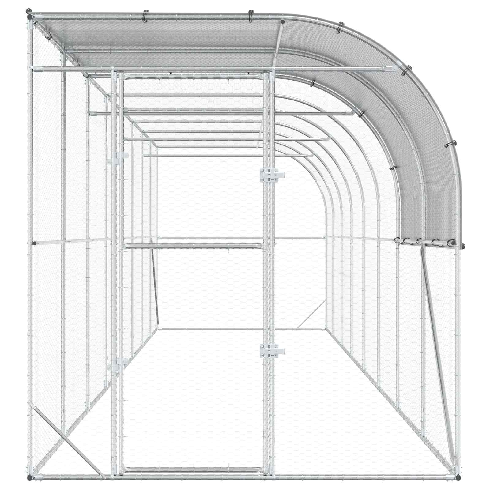 Gabbia per Polli Contro il Muro Argento 800 x 200 x 215 cm