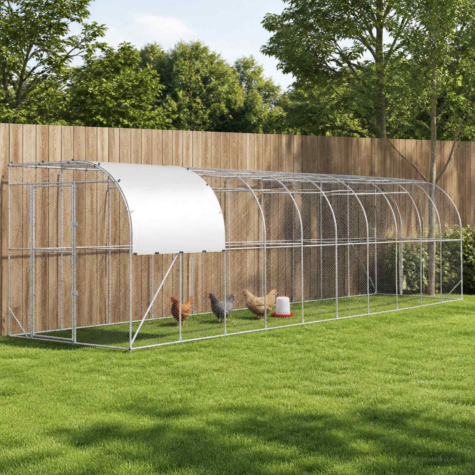 Gabbia per Polli Contro il Muro Argento 1000 x 200 x 215 cm