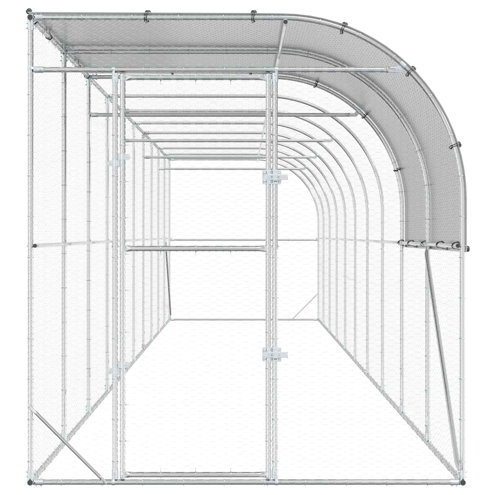 Gabbia per Polli Contro il Muro Argento 1000 x 200 x 215 cm