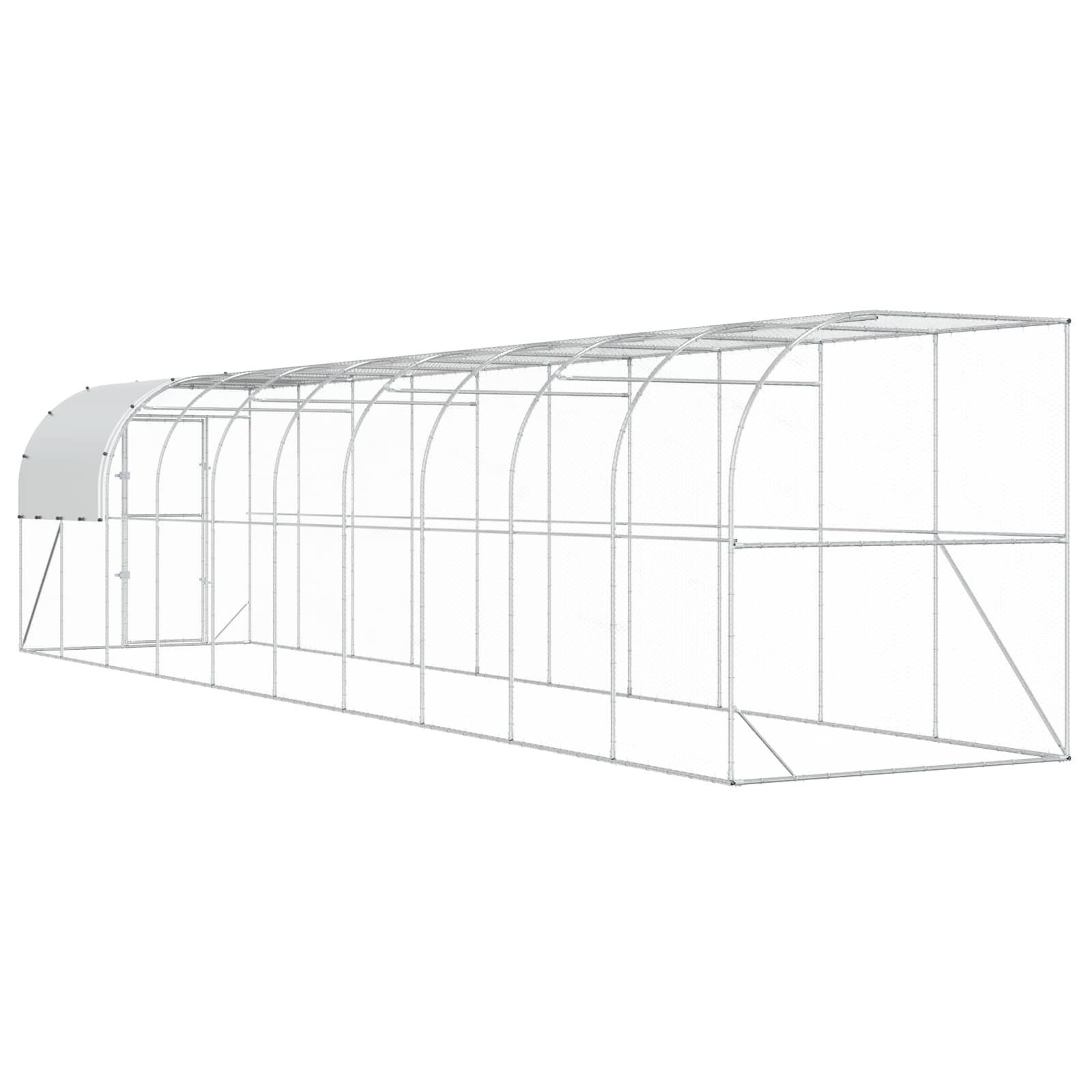 Gabbia per Polli Contro il Muro Argento 1000 x 200 x 215 cm