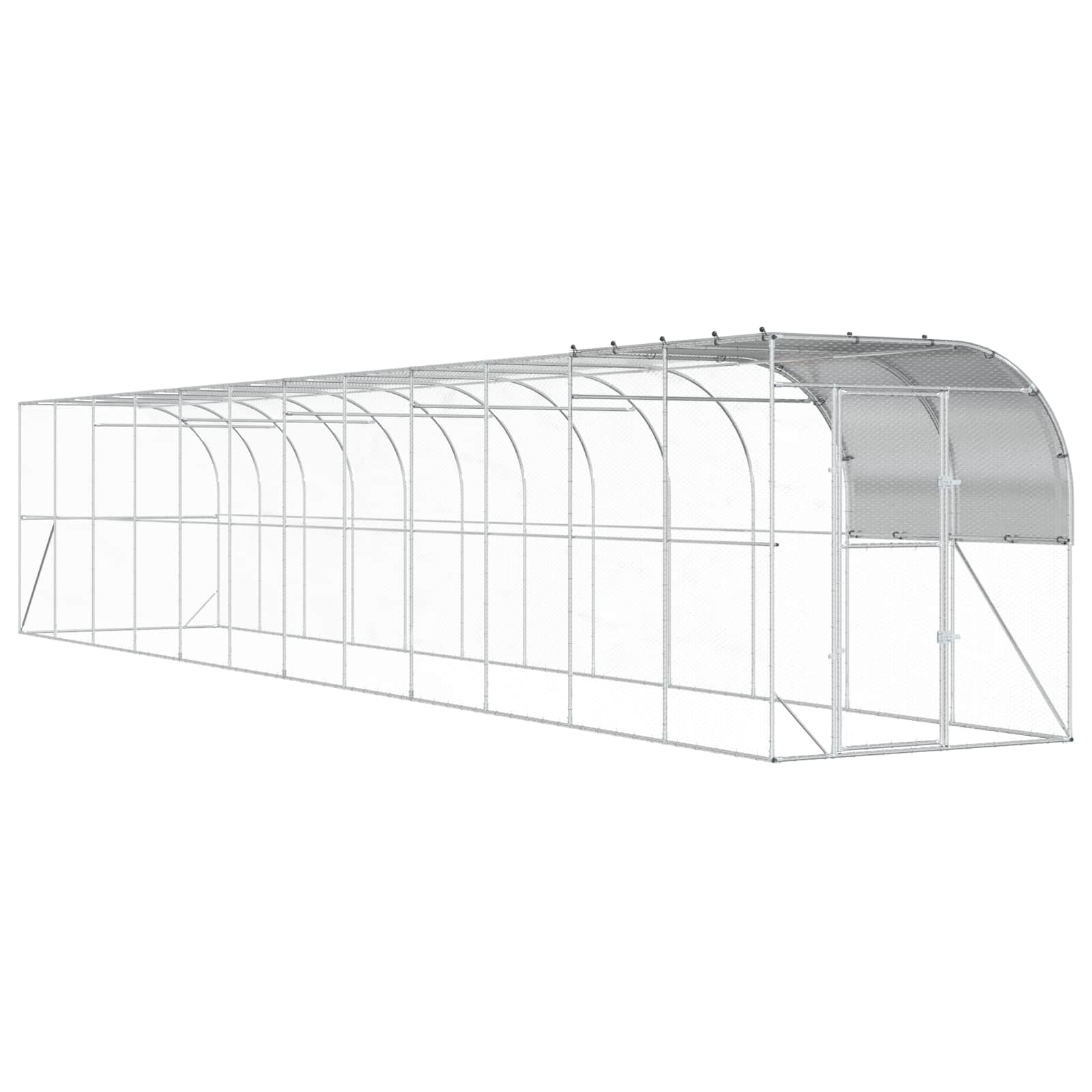 Gabbia per Polli Contro il Muro Argento 1200 x 200 x 215 cm
