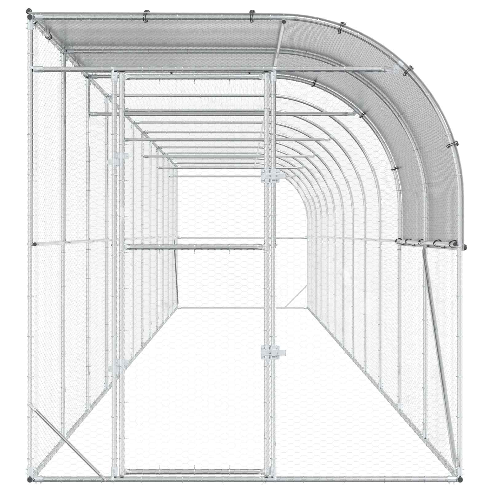 Gabbia per Polli Contro il Muro Argento 1200 x 200 x 215 cm