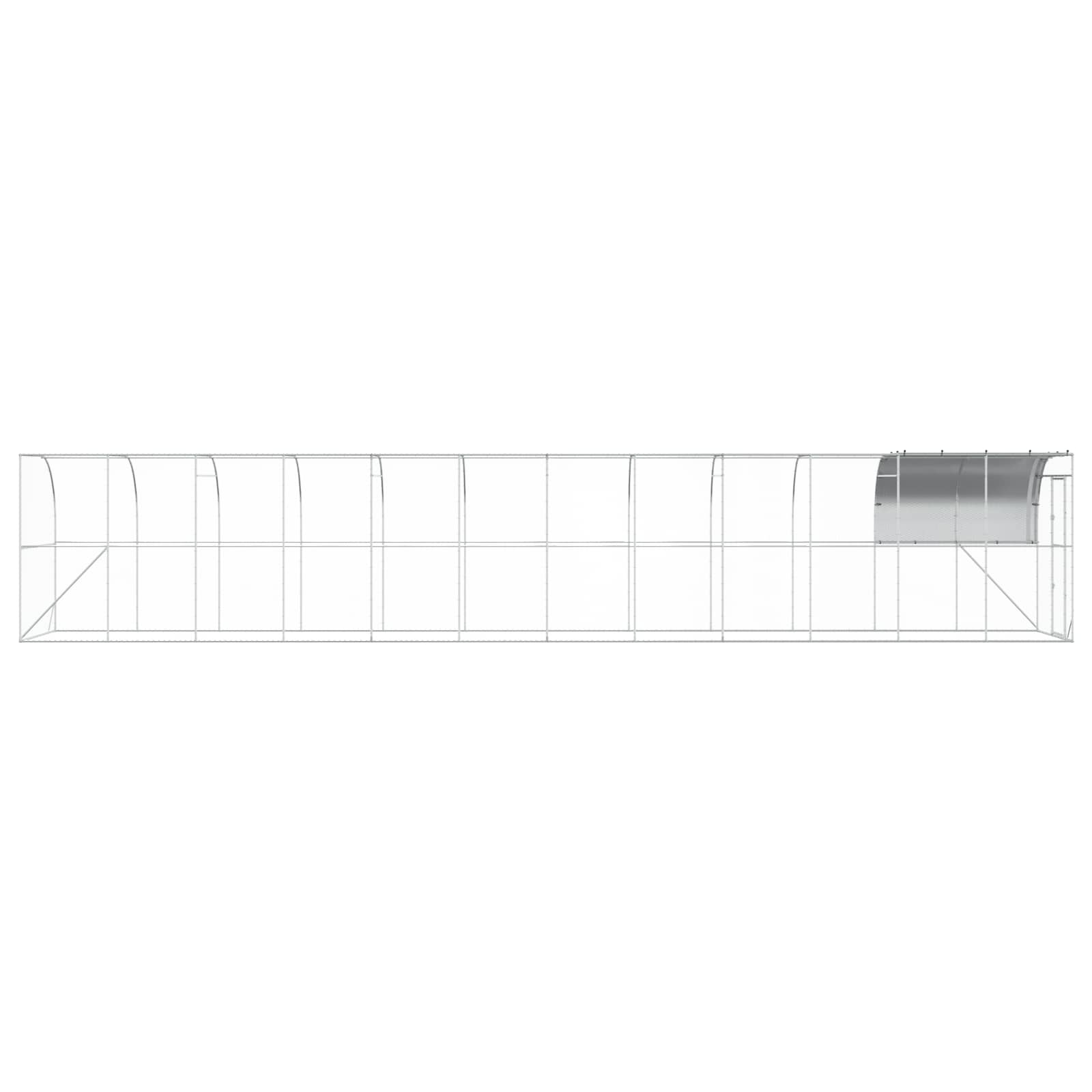 Gabbia per Polli Contro il Muro Argento 1200 x 200 x 215 cm
