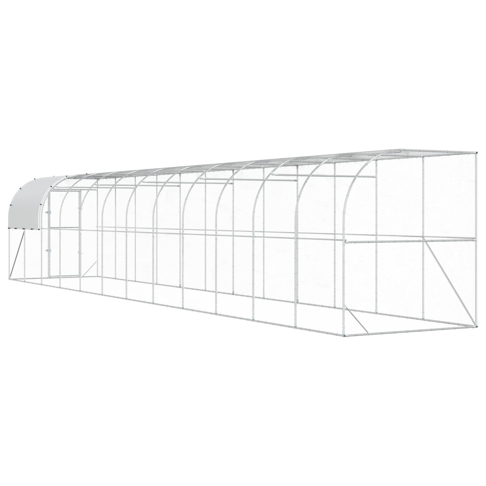 Gabbia per Polli Contro il Muro Argento 1200 x 200 x 215 cm
