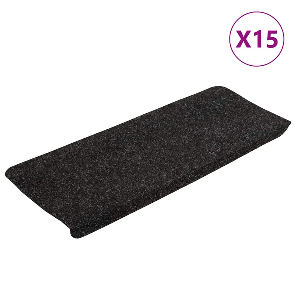 Tappetini Autoadesivi per Scale 15 pz 65x24,5x3,5 cm Antracite