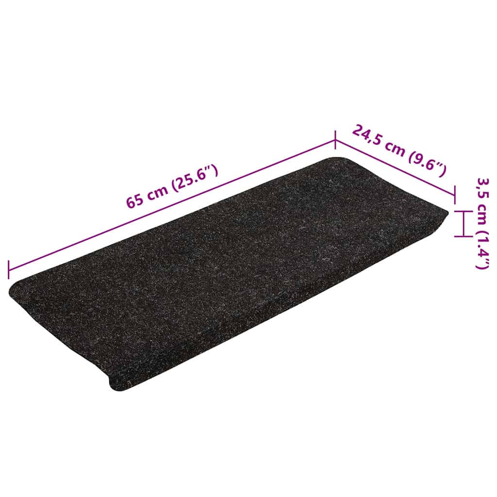 Tappetini Autoadesivi per Scale 15 pz 65x24,5x3,5 cm Antracite