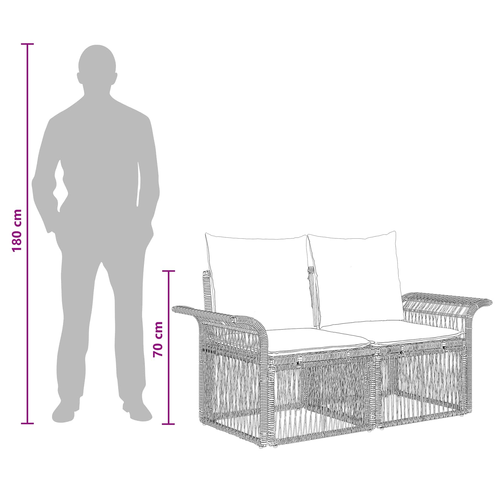 Set Divano da Giardino 6 pz Nero polyrattan