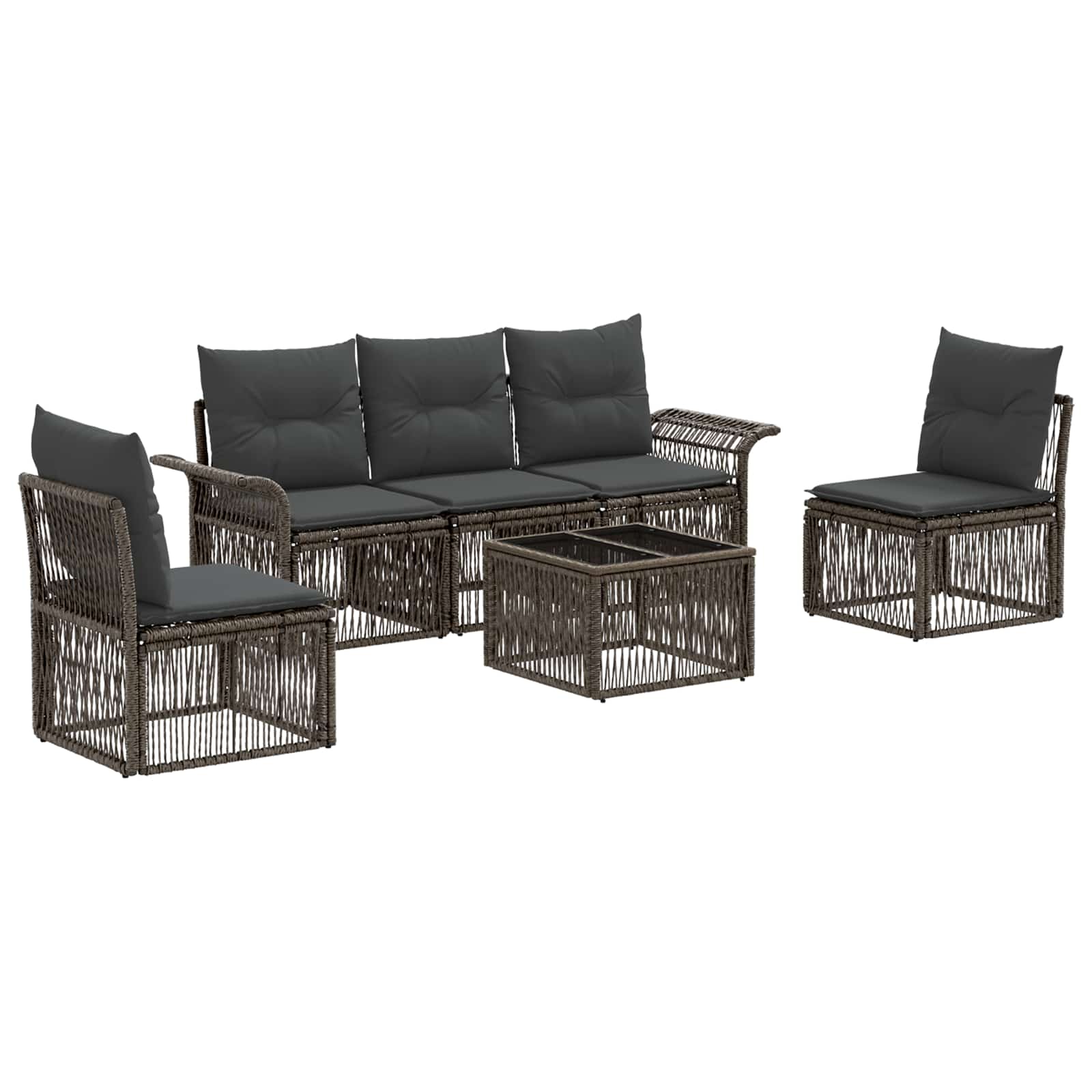 Set Divano da Giardino 6 pz Grigio polyrattan