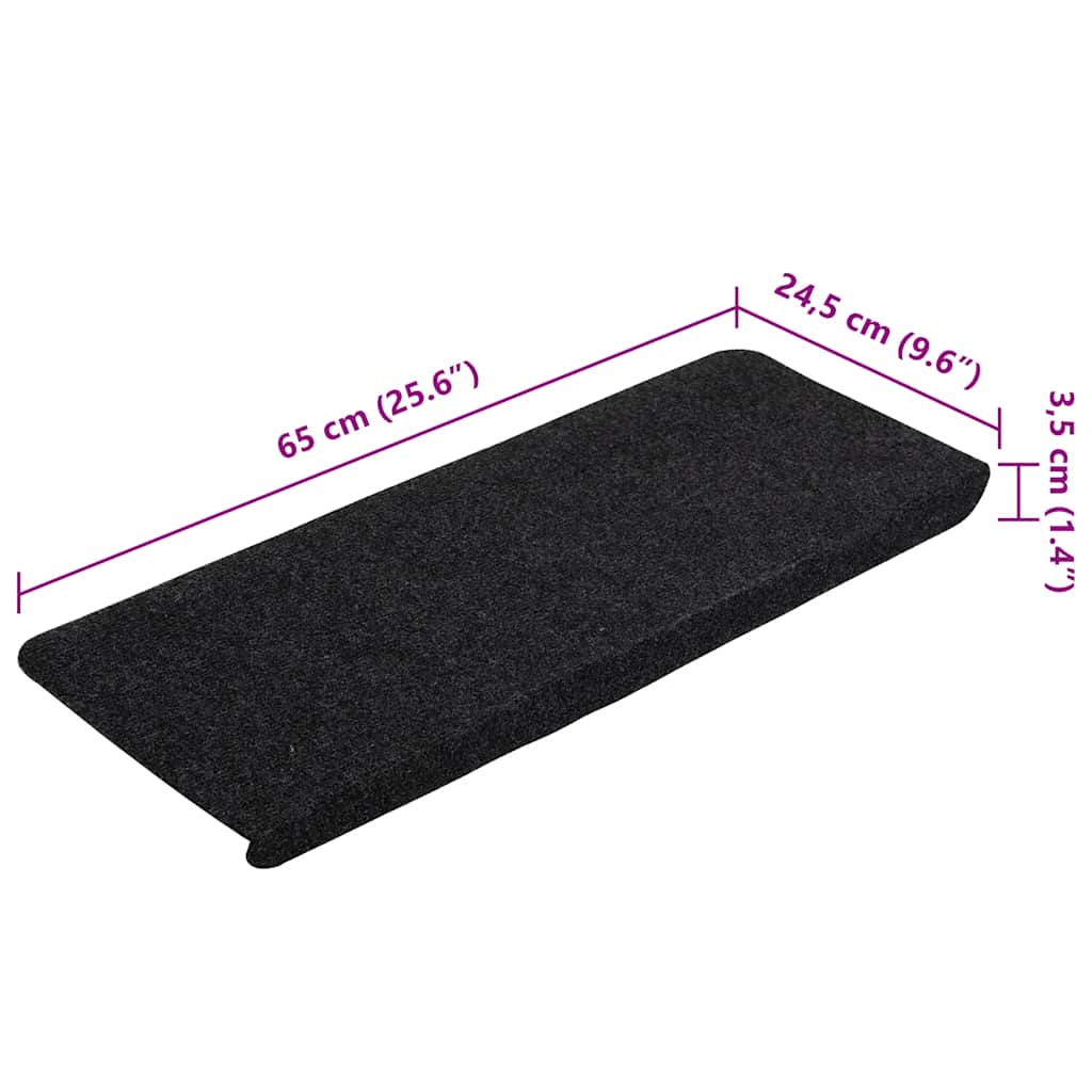 Tappetini Autoadesivi per Scale 15 pz 65x24,5x3,5 cm Nero