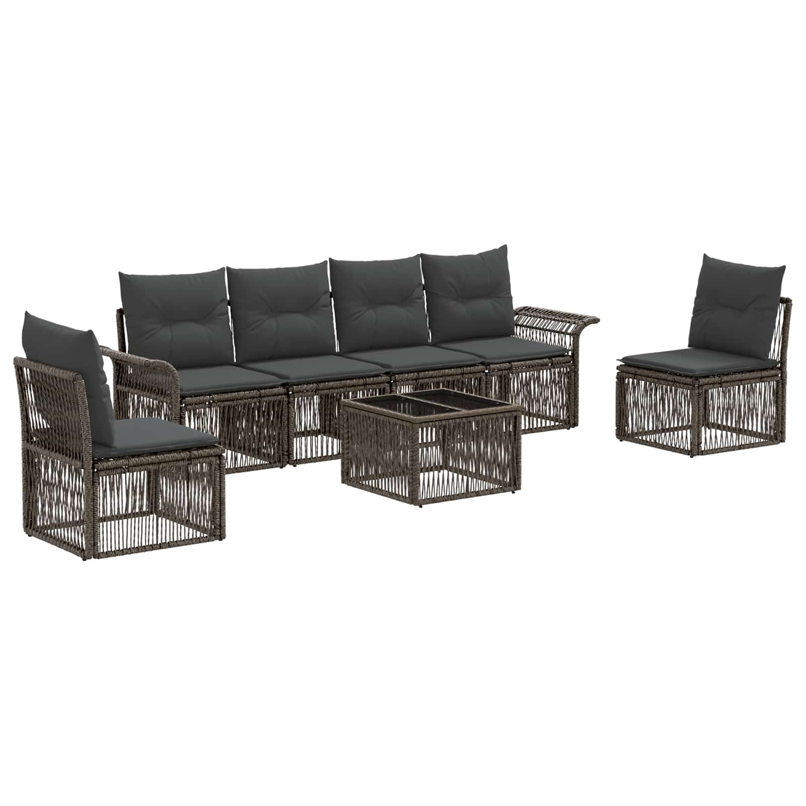 Set Divano da Giardino 7 pz Grigio polyrattan