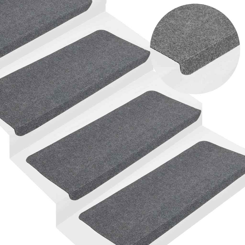 Tappetini Autoadesivi per Scale 15 pz 65x24,5x3,5 cm Grigio