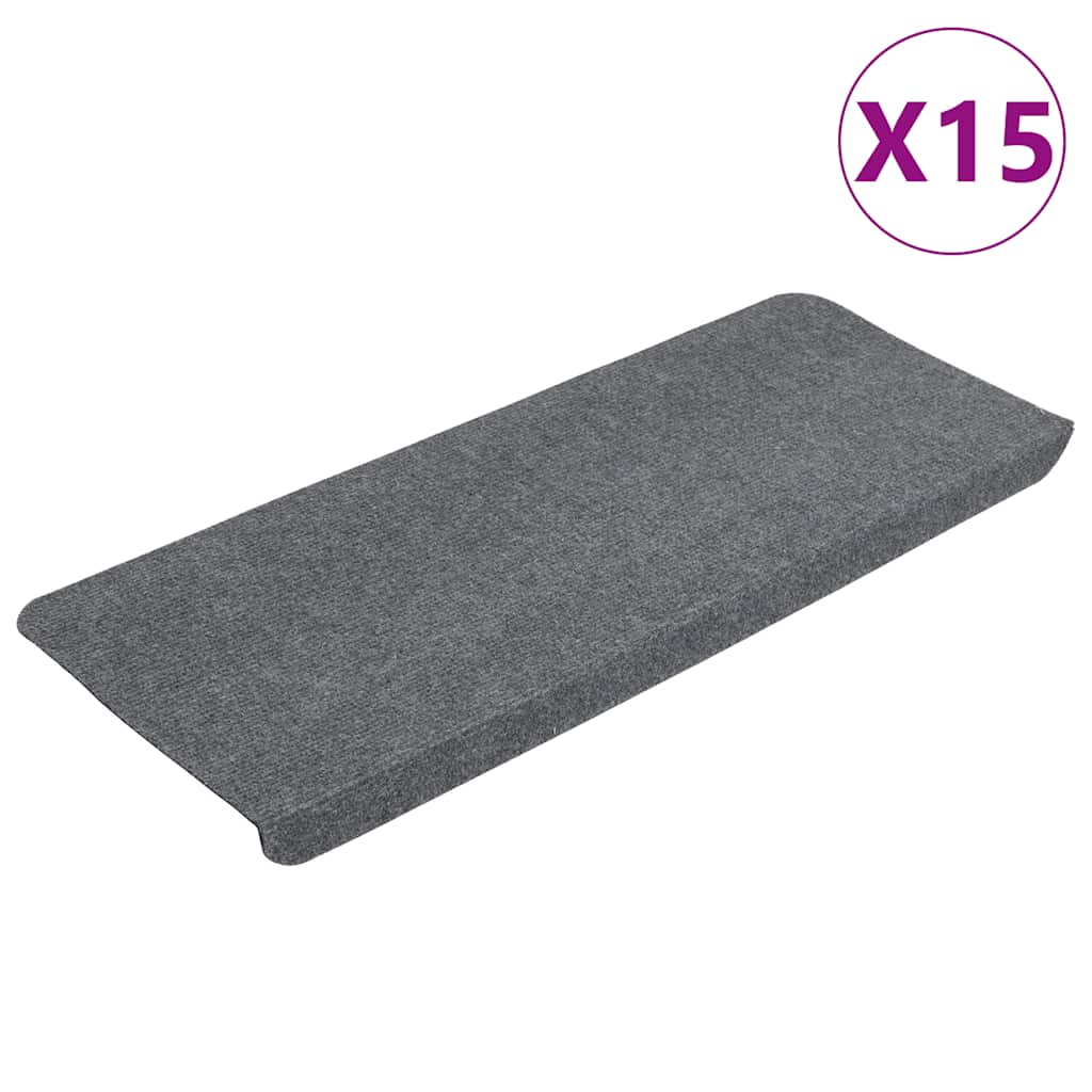 Tappetini Autoadesivi per Scale 15 pz 65x24,5x3,5 cm Grigio