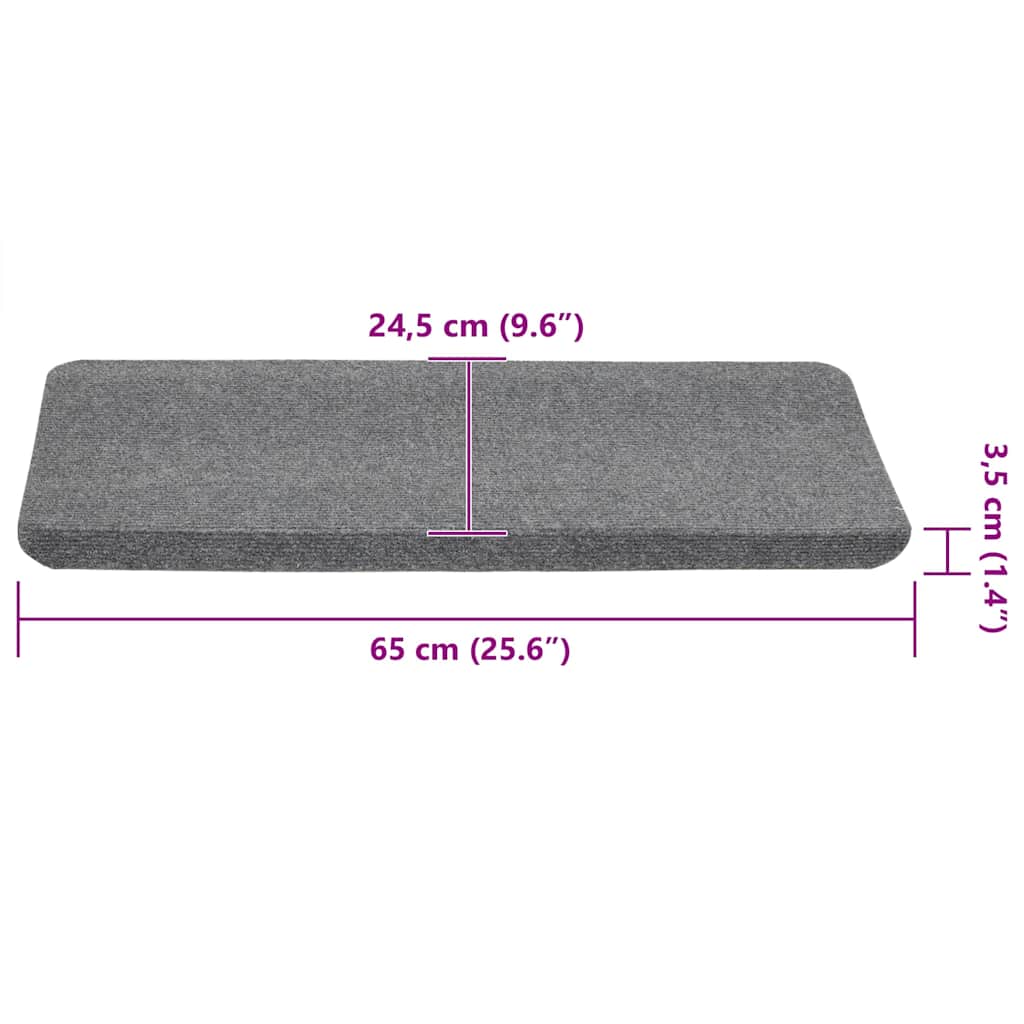 Tappetini Autoadesivi per Scale 15 pz 65x24,5x3,5 cm Grigio