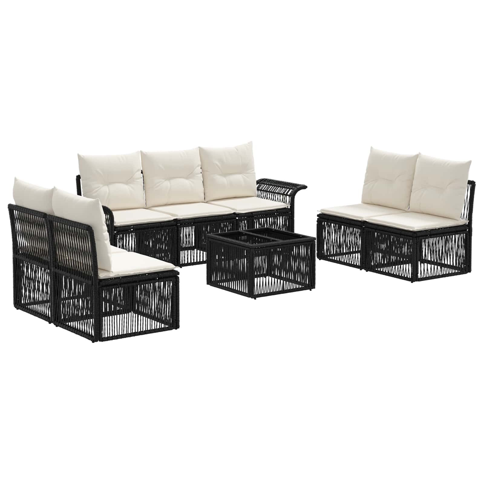 Set Divano da Giardino 8 pz Nero polyrattan