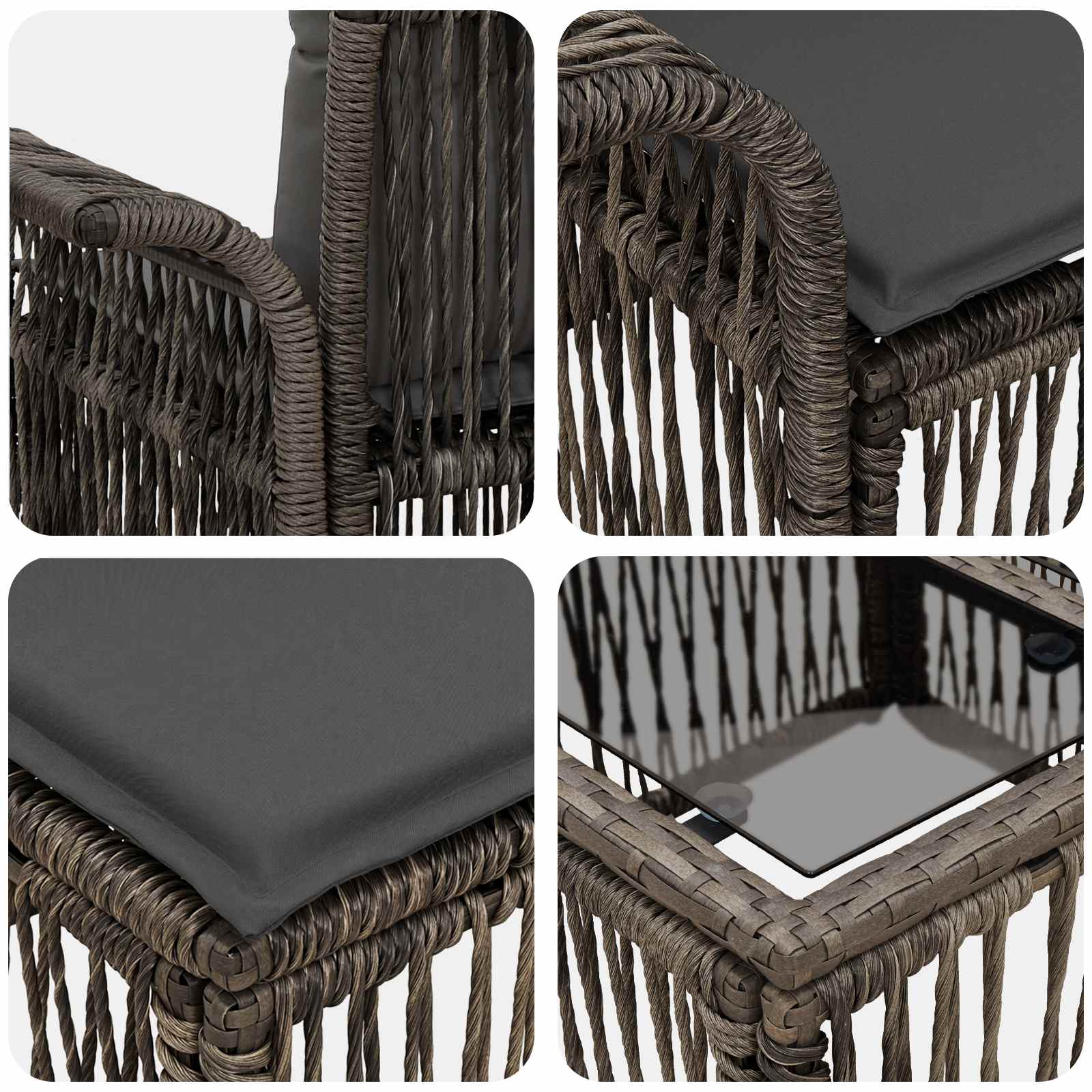 Set Divano da Giardino 8 pz Grigio polyrattan