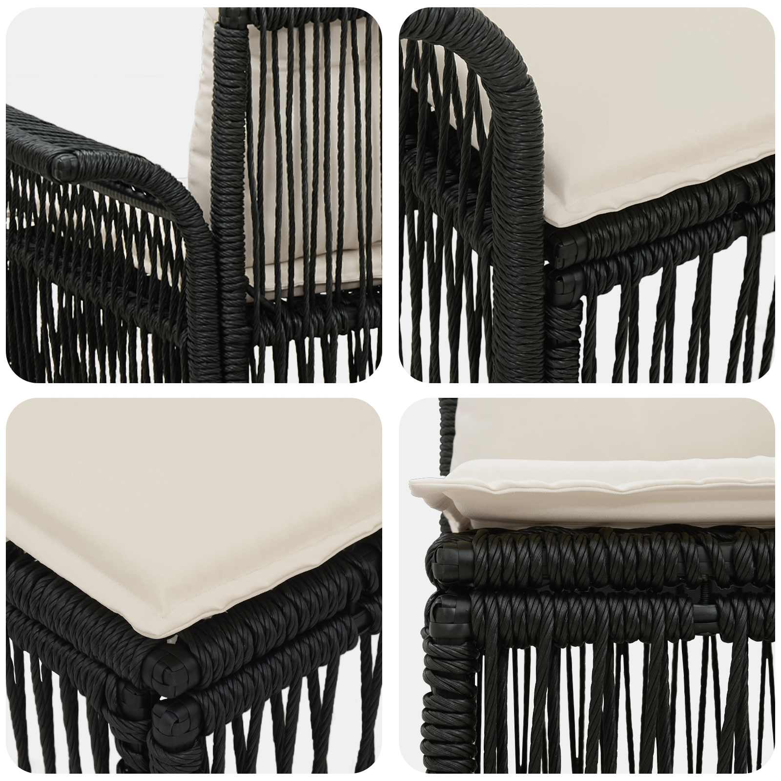 Set Divano da Giardino 8 pz Nero polyrattan