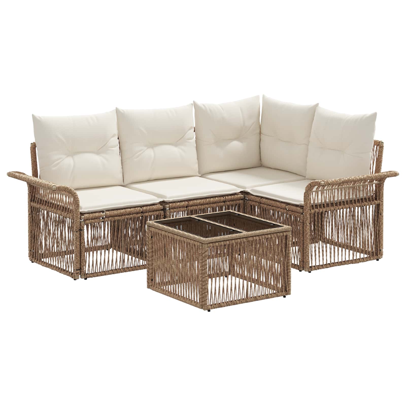 Set Divano da Giardino 5 pz Beige polyrattan