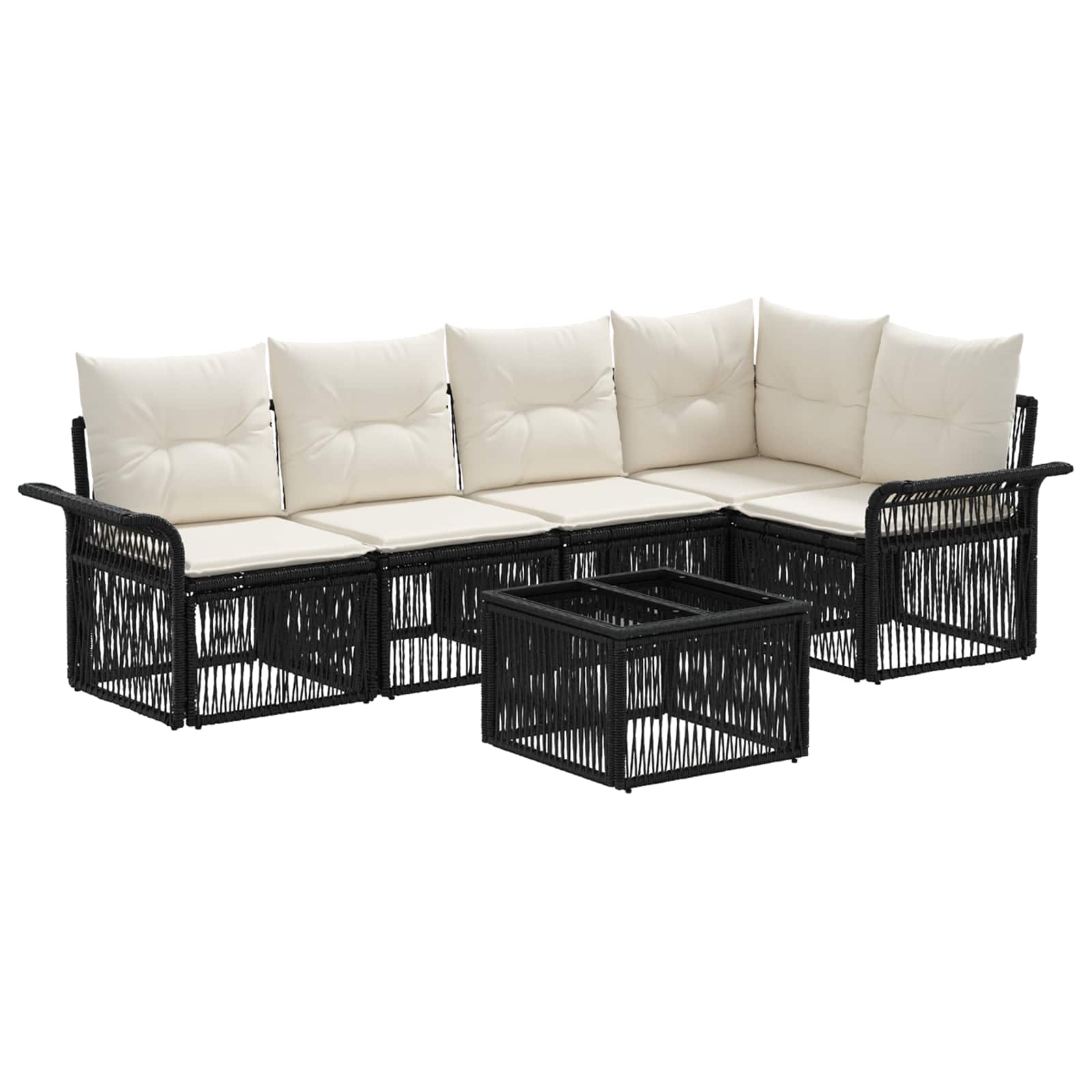 Set Divano da Giardino 6 pz Nero polyrattan