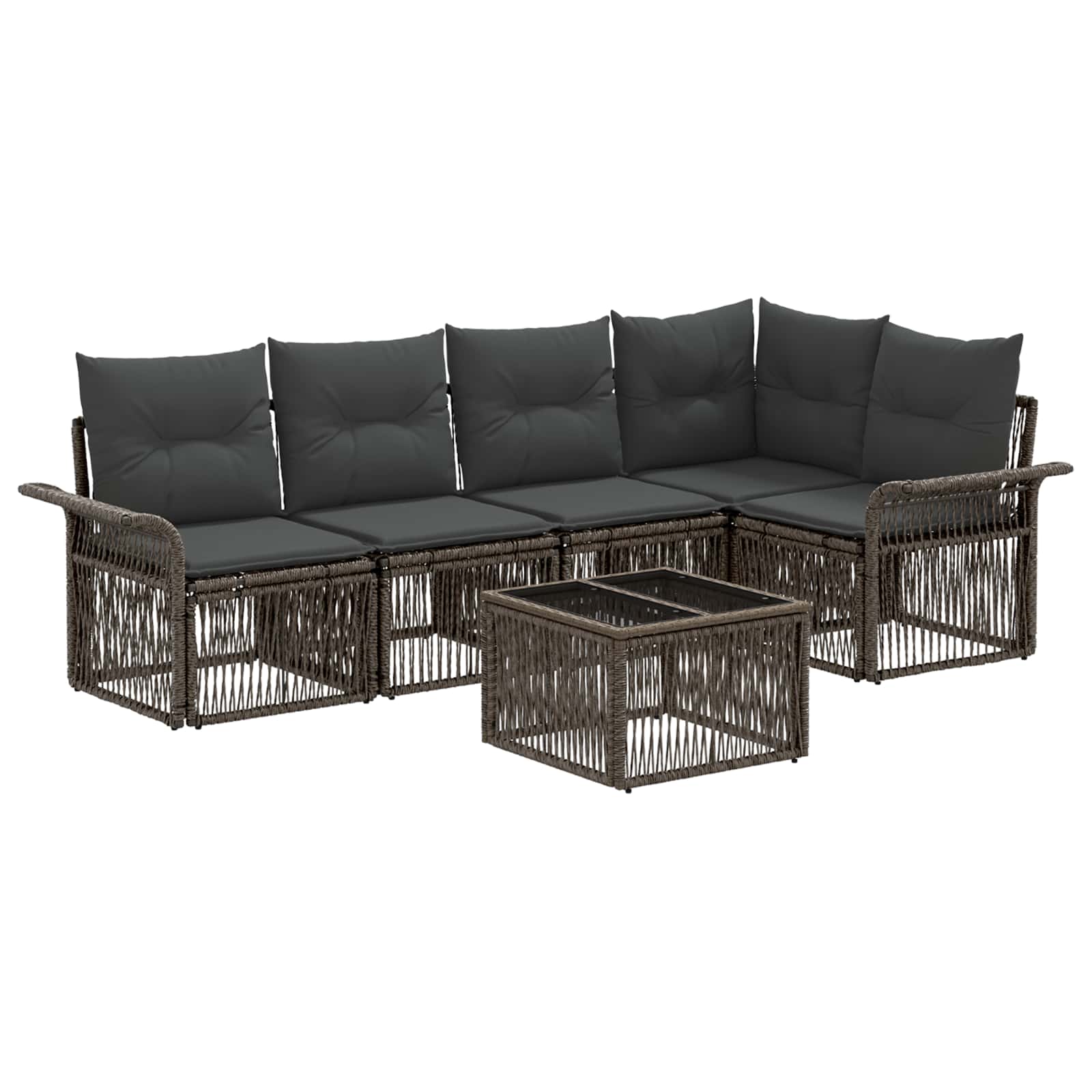 Set Divano da Giardino 6 pz Grigio polyrattan