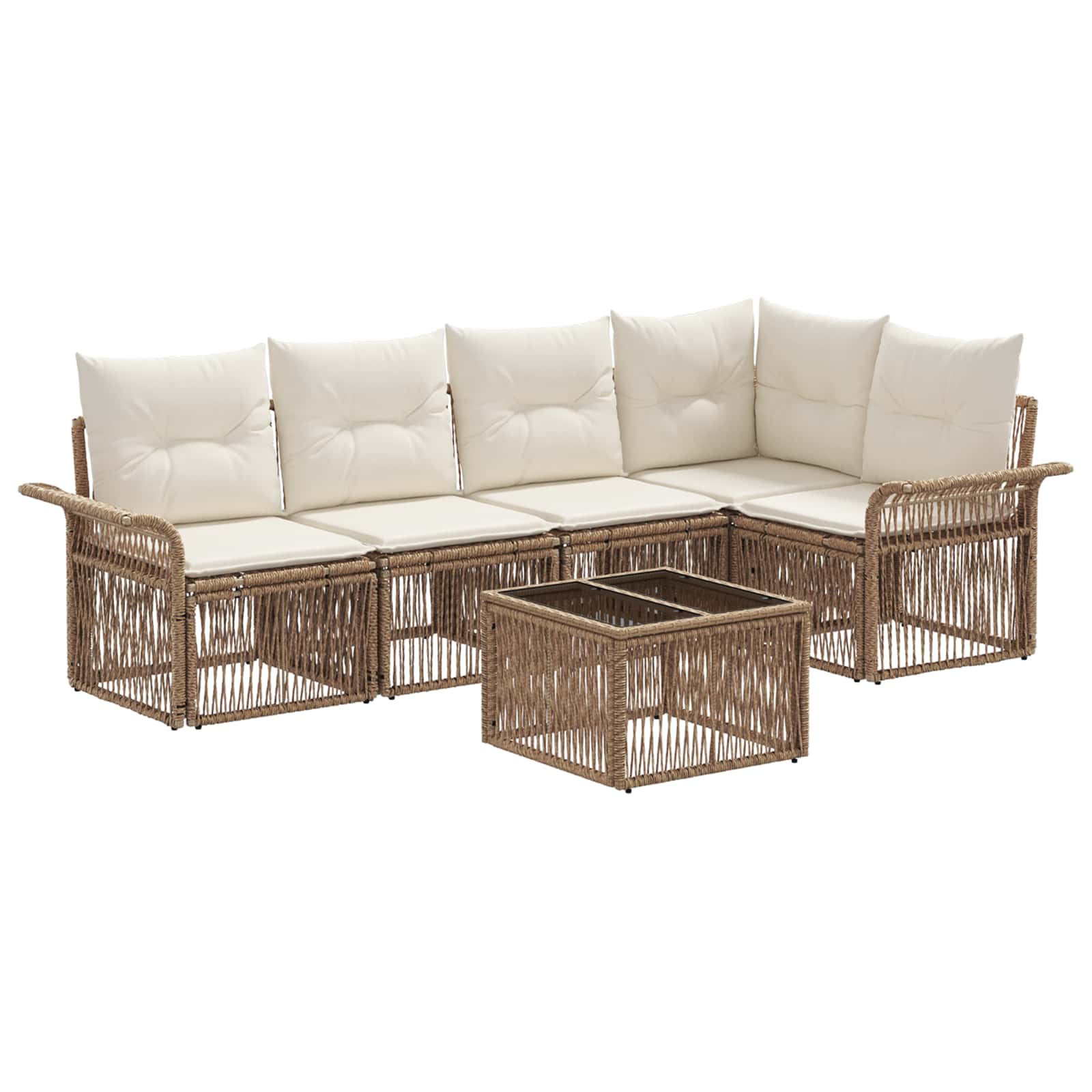 Set Divano da Giardino 6 pz Beige polyrattan