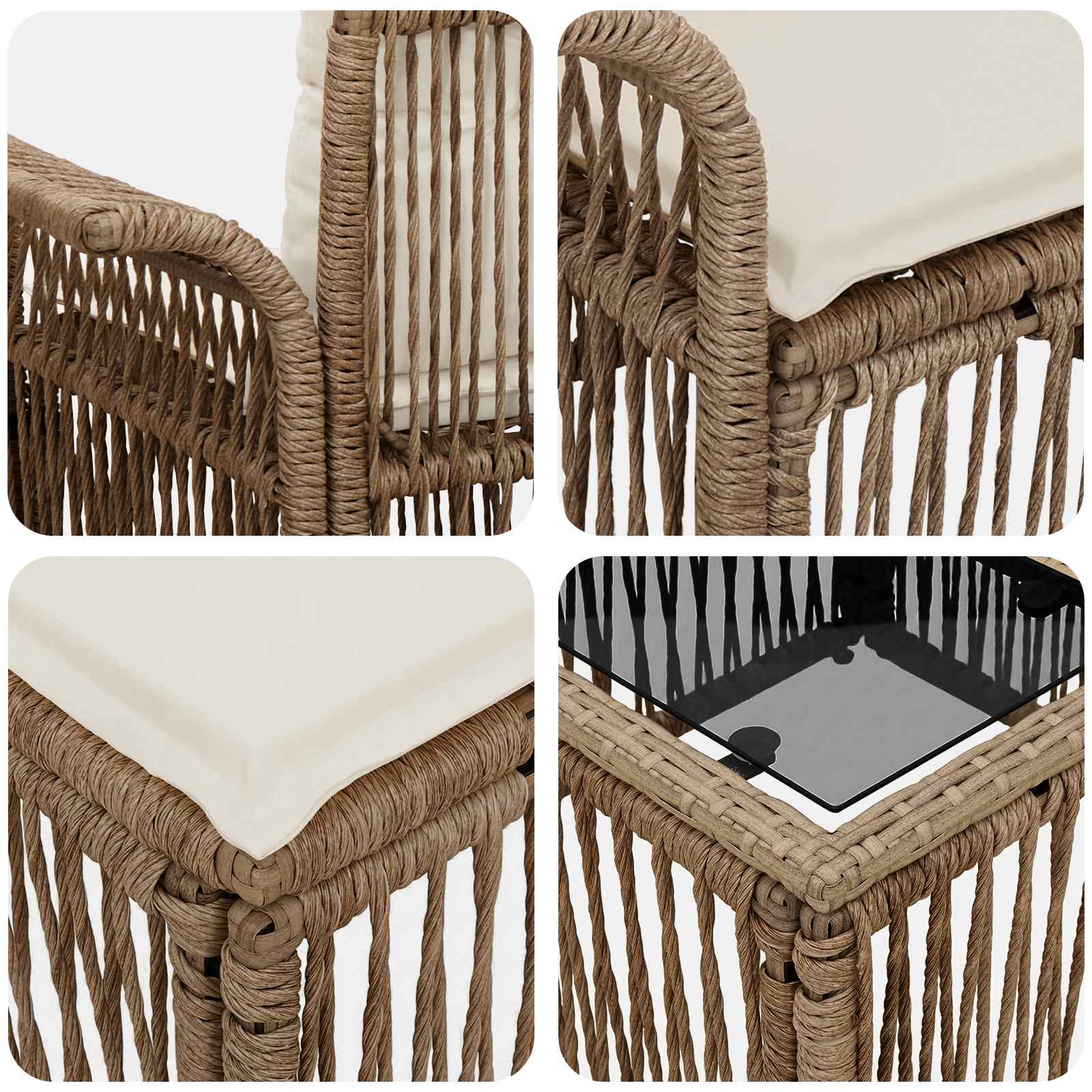 Set Divano da Giardino 6 pz Beige polyrattan