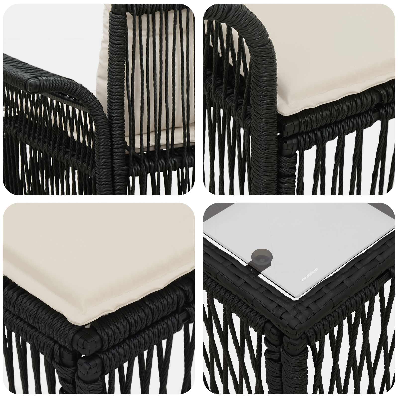 Set Divano da Giardino 7 pz Nero polyrattan