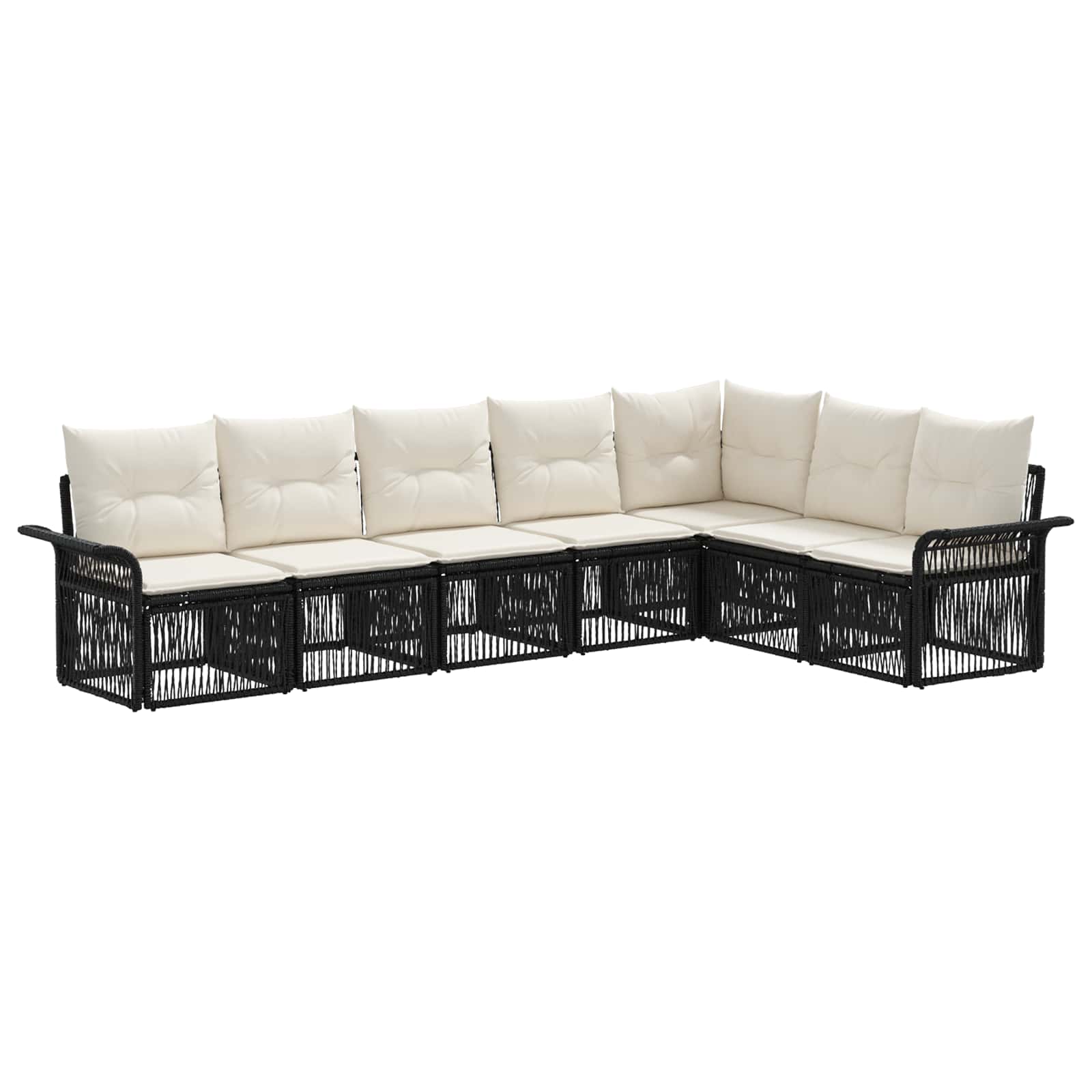 Set Divano da Giardino 7 pz Nero polyrattan