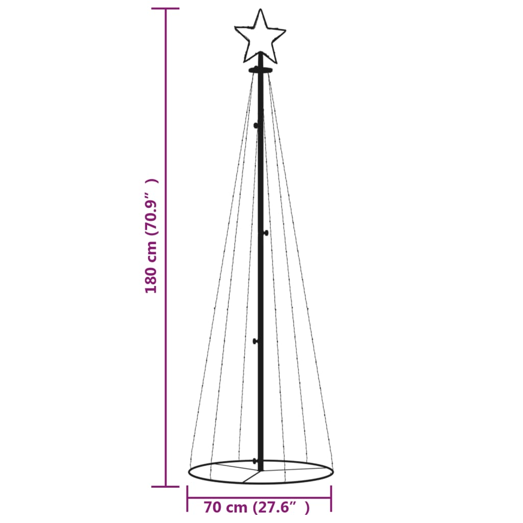 Albero di Natale a Cono Blu 108 LED 70x180 cm