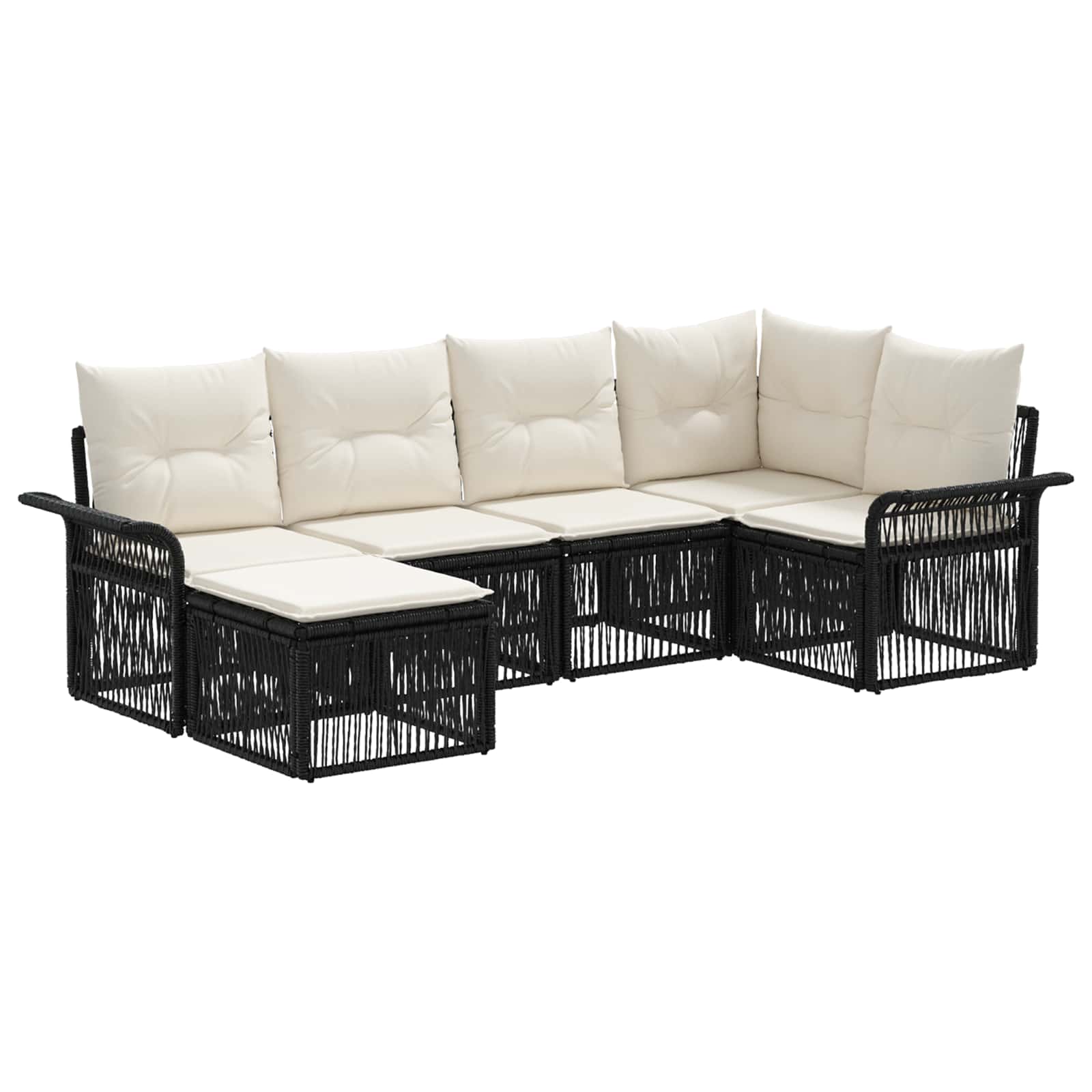 Set Divano da Giardino 6 pz Nero polyrattan
