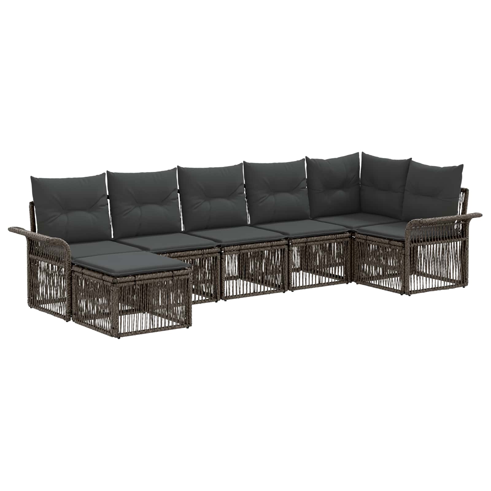 Set Divano da Giardino 7 pz Grigio polyrattan