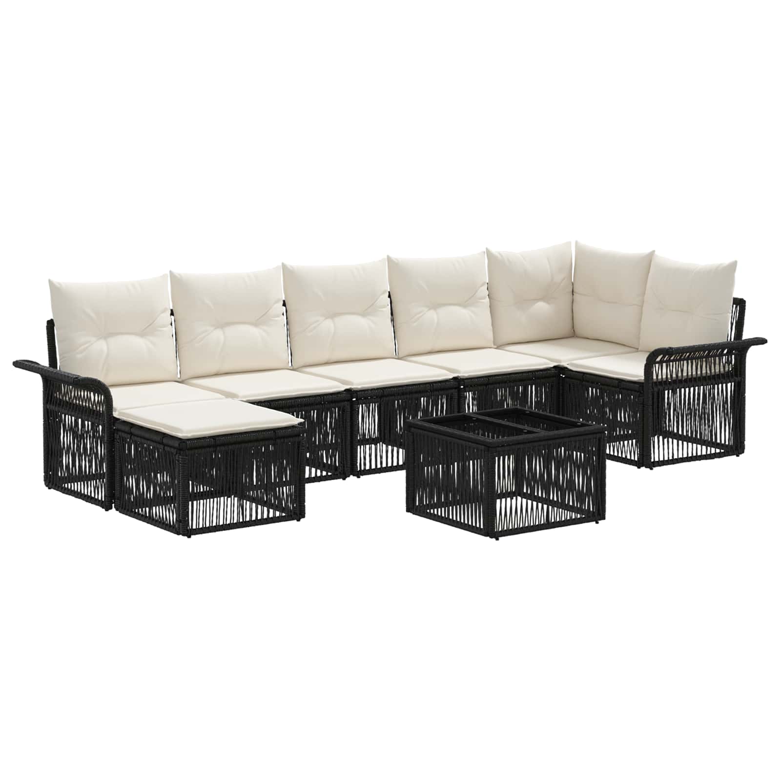 Set Divano da Giardino 8 pz Nero polyrattan