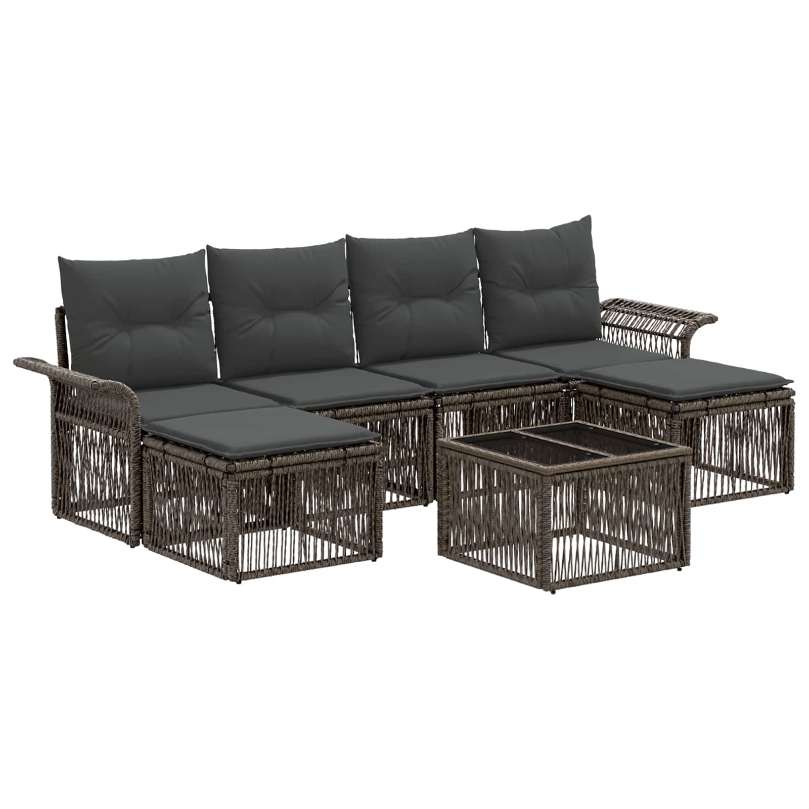 Set Divano da Giardino 7 pz Grigio polyrattan