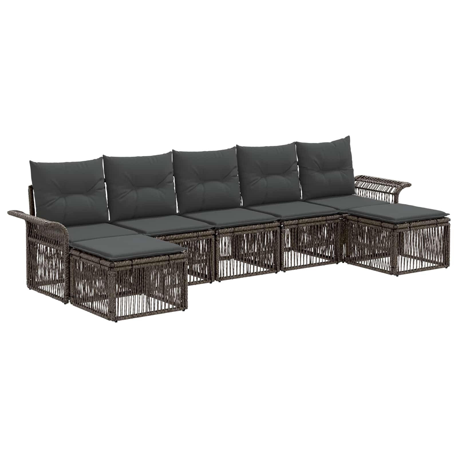 Set Divano da Giardino 7 pz Grigio polyrattan