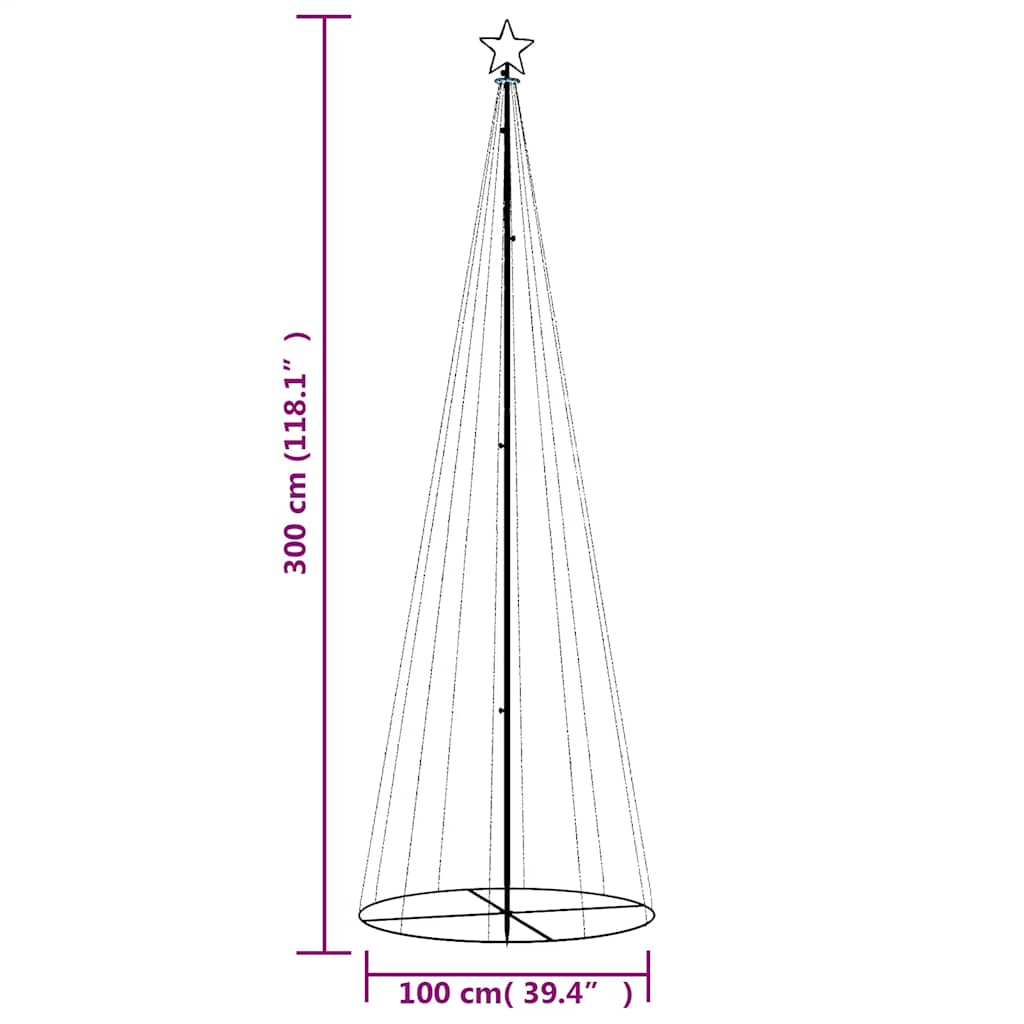 Albero di Natale a Cono Bianco Freddo 310 LED 100x300 cm