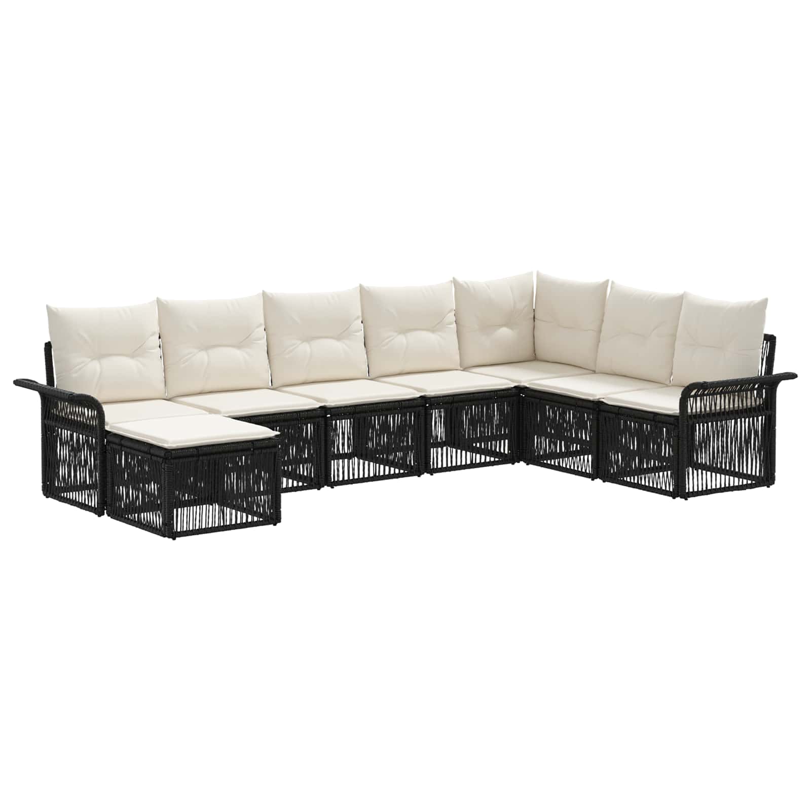 Set Divano da Giardino 8 pz Nero polyrattan