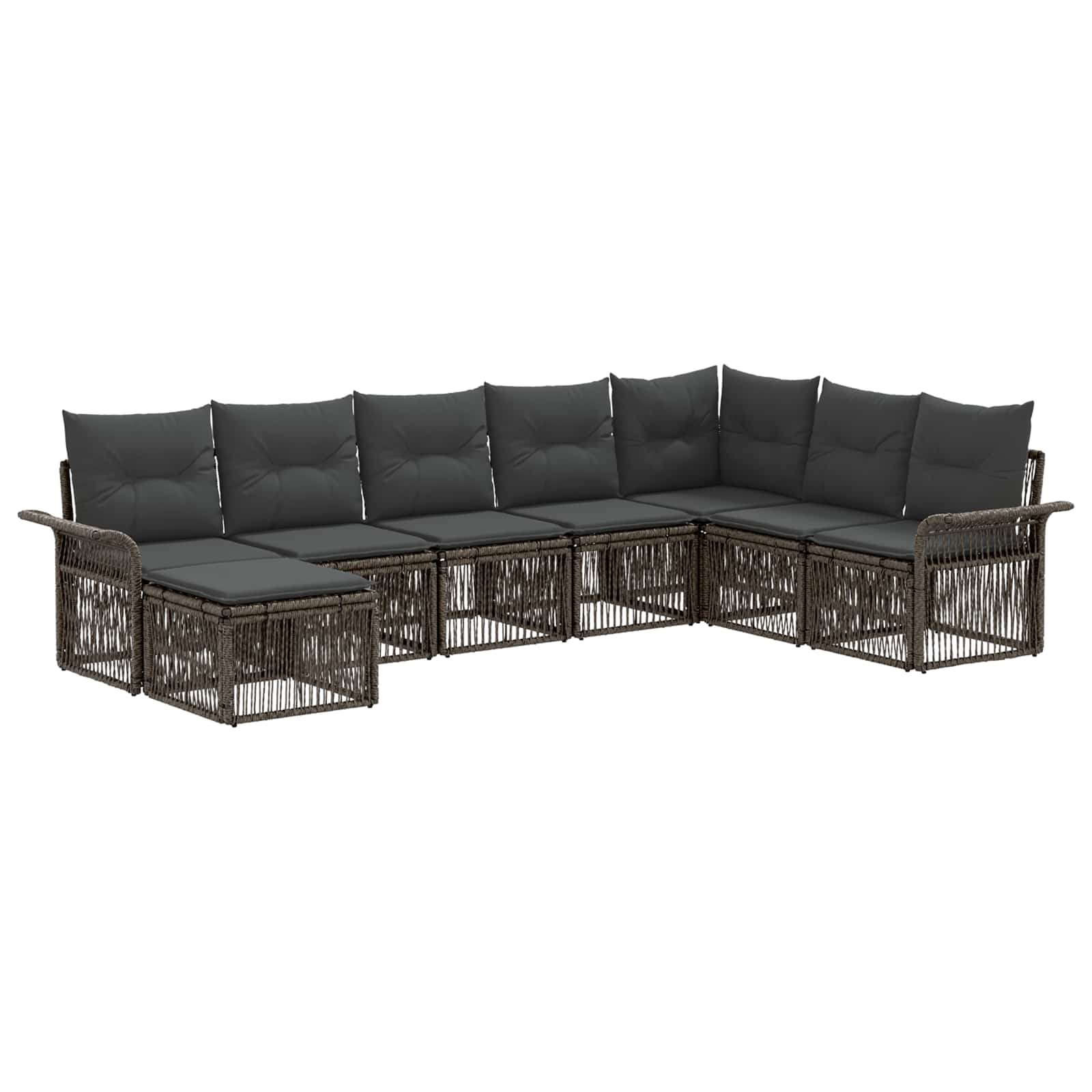Set Divano da Giardino 8 pz Grigio polyrattan
