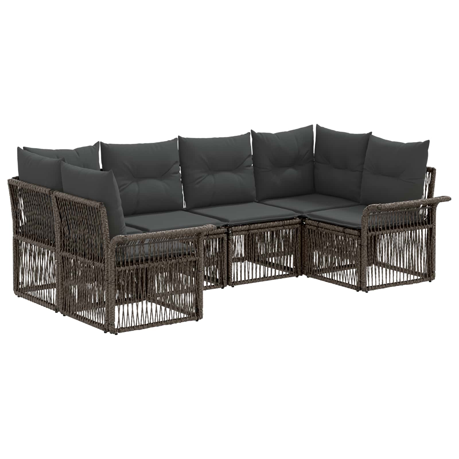 Set Divano da Giardino 6 pz 6-Numero di posti Grigio polyrattan