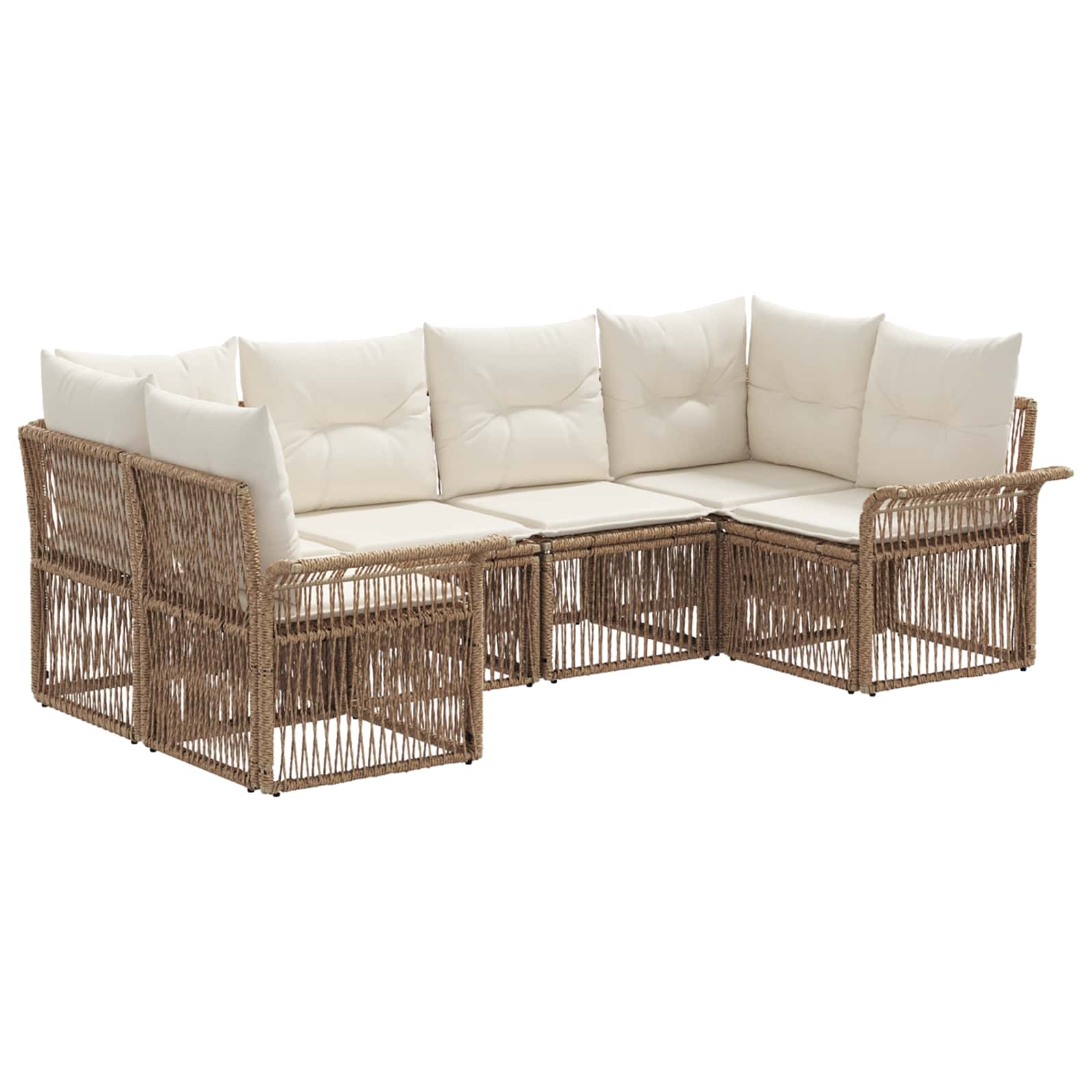 Set Divano da Giardino 6 pz 6-Numero di posti Beige polyrattan